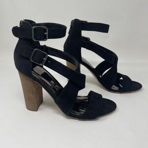 Carlos‎ by Carlos Santana Black Block Heel Sandals Shoes Size 7 Formal Straps